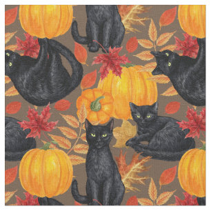 Black cats and pumpkins 2 fabric