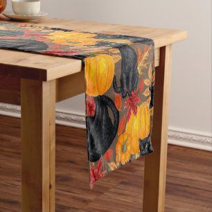 Black cats and pumpkins 2 short table runner