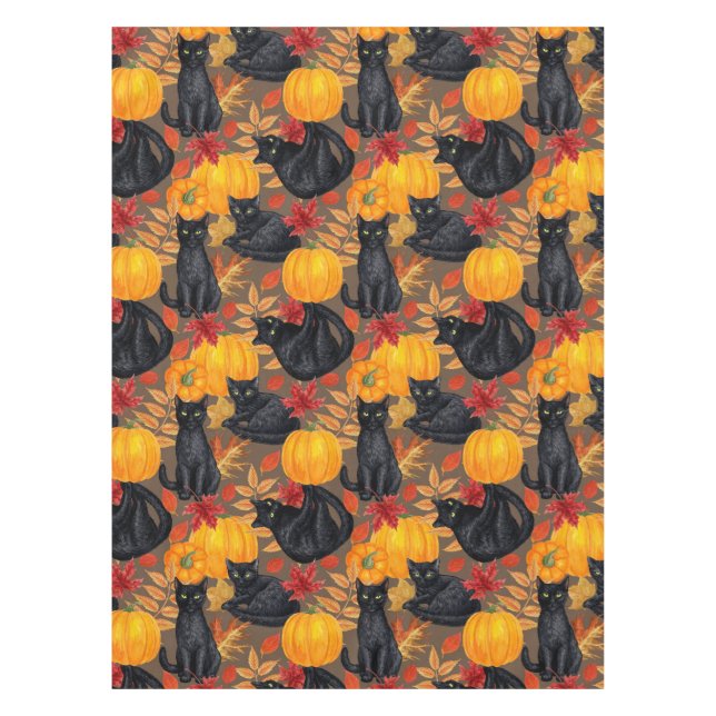 Black cats and pumpkins 2 tablecloth (Front)