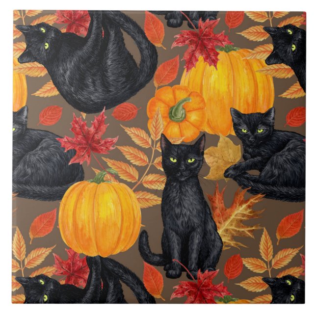 Black cats and pumpkins 2 tile (Front)