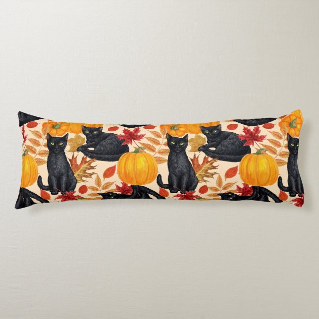 Black cats and pumpkins  body cushion (Front)