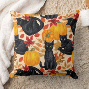 Black cats and pumpkins cushion
