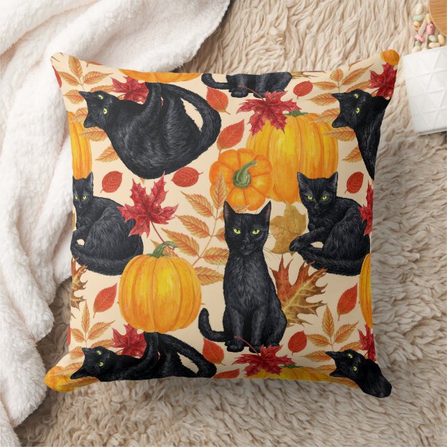 Black cats and pumpkins  cushion (Blanket)