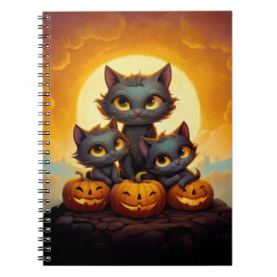 Black cats and pumpkins cute Halloween Notebook