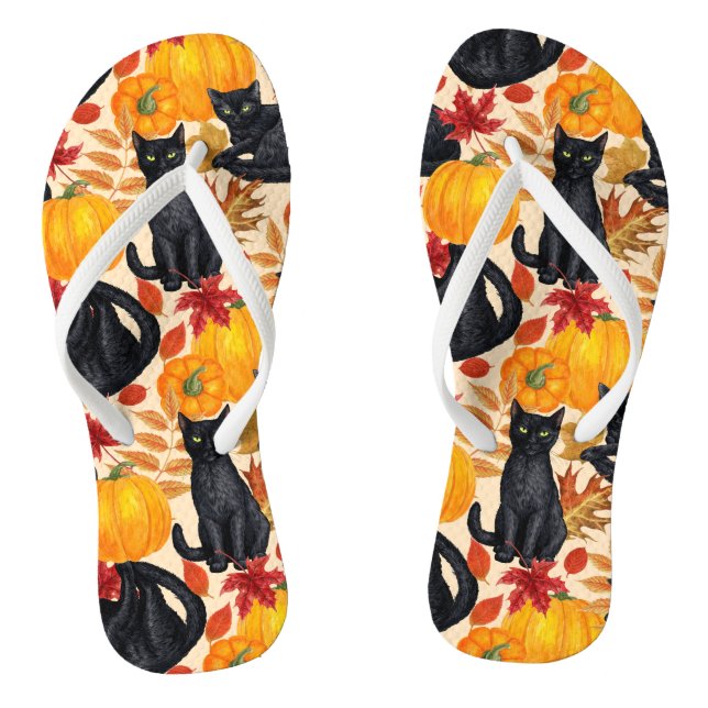 Black cats and pumpkins  jandals (Footbed)