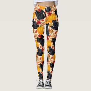Black cats and pumpkins  leggings