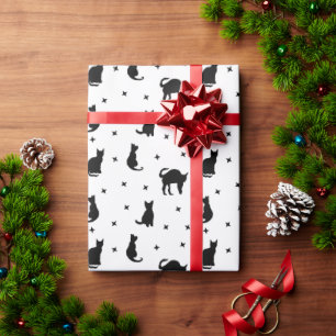 Black cats and Stars Halloween Wrapping Paper