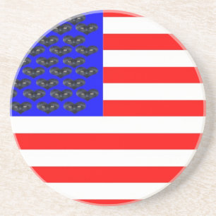 Black Cats And Stripes Flag Coaster
