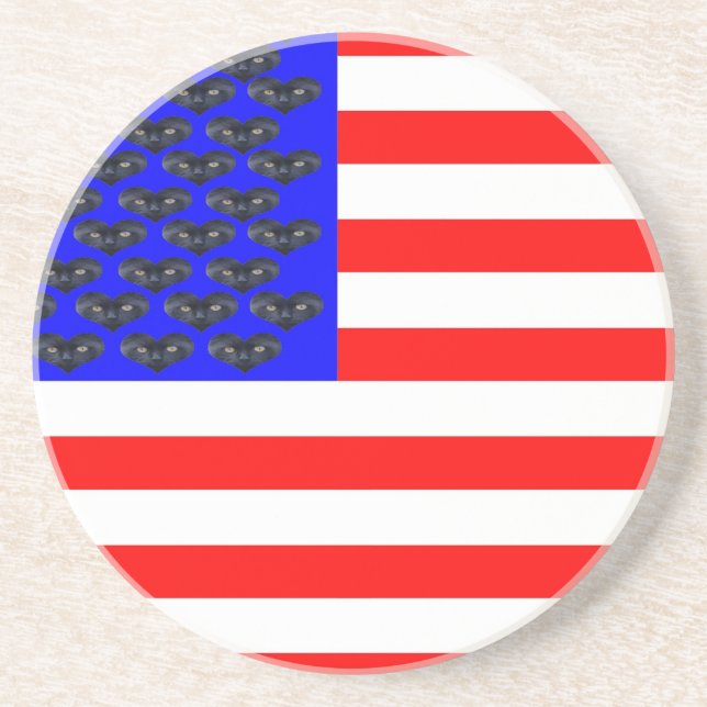 Black Cats And Stripes Flag Coaster (Front)