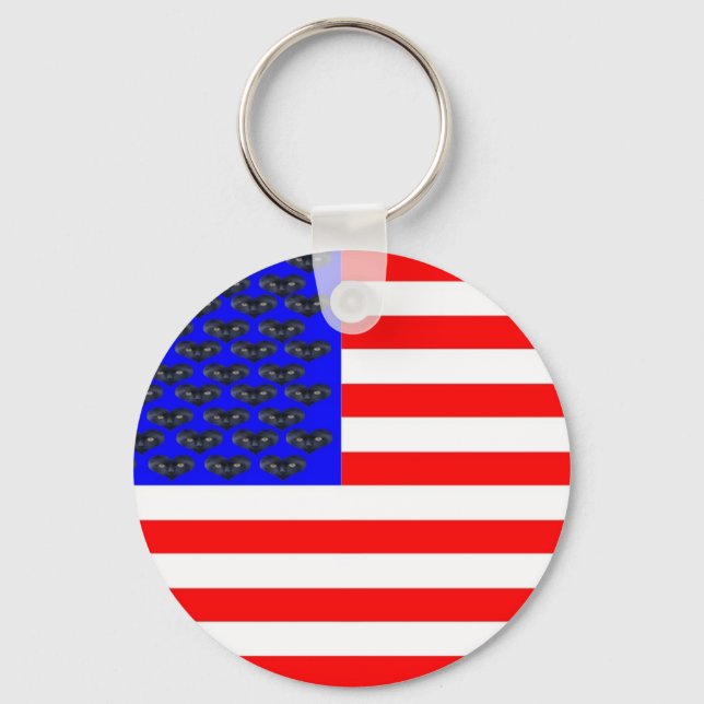 Black Cats And Stripes Flag Key Ring (Front)