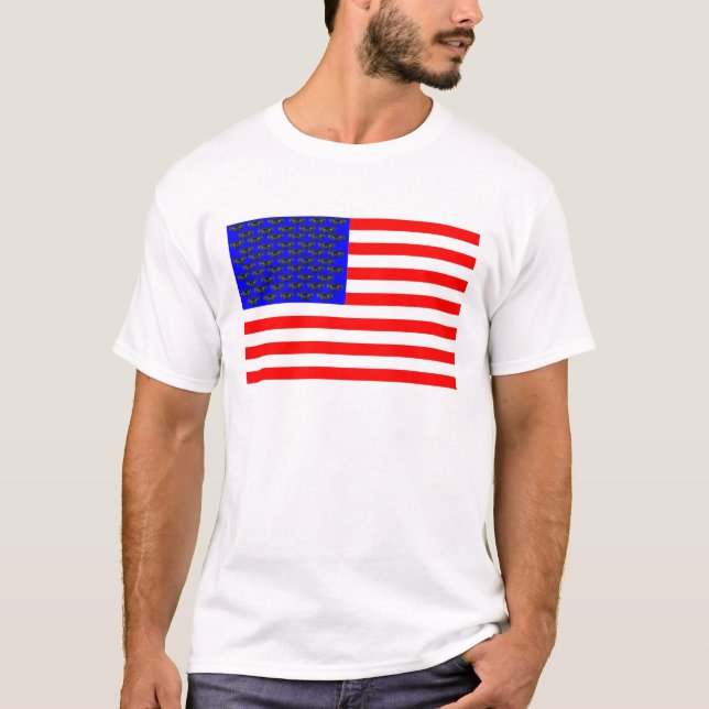Black Cats And Stripes Flag T-Shirt (Front)