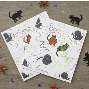 Black Cats Boo-tifully Tangled Halloween Party Napkin