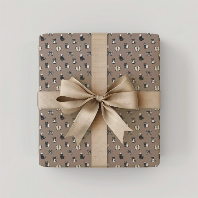 Black cats bows and ghosts  wrapping paper (Black Cats and Bows Wrapping Paper)