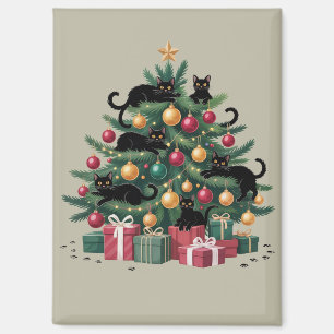 Black Cats Christmas Tree Cat Lover Xmas Lights Magnet