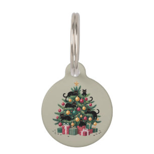 Black Cats Christmas Tree Cat Lover Xmas Lights Pet Tag
