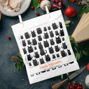 Black Cats Custom Name Happy Halloween Favour Bags