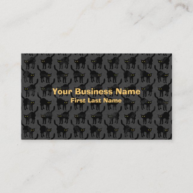 Black cats fun custom business cards (Front)
