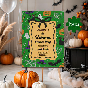 Black Cats Ghosts Halloween Costume Party Welcome Poster