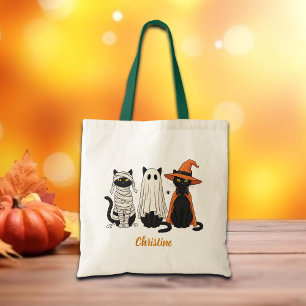 Black Cats Ghosts Halloween Tote Bag