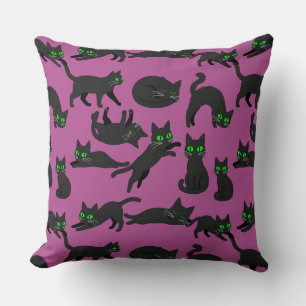 Black Cats Green Eyes Cute Kittens Cushion