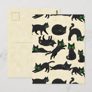 Black Cats Green Eyes Cute Kittens Warm Cream Postcard