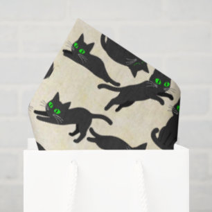 Black Cats Green Eyes Cute Kittens Warm Cream Tissue Paper