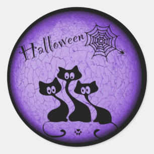 Black Cats Halloween Classic Round Sticker