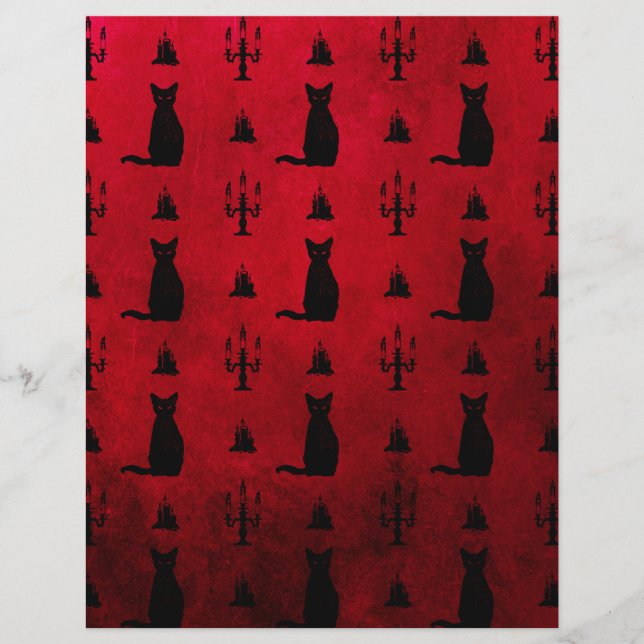 Black Cats Halloween Scrapbook Paper (Front)