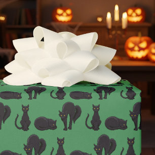 Black Cats Halloween Witch's Cat Pixel Art Pattern Wrapping Paper