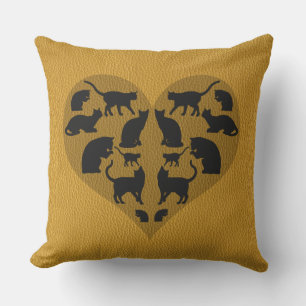 Black Cats Heart Cushion
