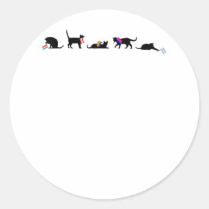 Black Cats Holding LGBT Flags LGBTQ Pride Support Classic Round Sticker