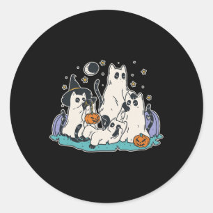 Black Cats in Ghost Costume - Cute Women and Men H Classic Round Sticker