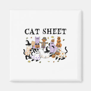 Black Cats In Ghost Costume Funny Cat Sheet Hallow Magnet