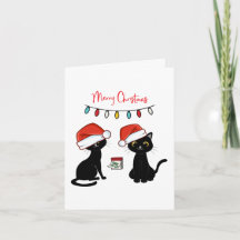 Black Cats in Santa Hats Merry Christmas