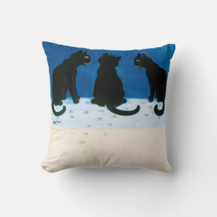 Black Cats in the Snow, Louis Wain Cushion