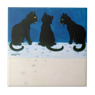 Black Cats in the Snow, Louis Wain Tile