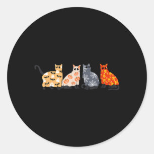 Black Cats Kitten Kitty Pumpkin Scary Spooky Ghost Classic Round Sticker
