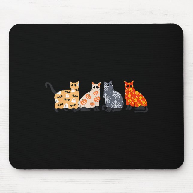 Black Cats Kitten Kitty Pumpkin Scary Spooky Ghost Mouse Pad (Front)