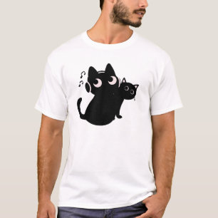 Black Cats Listening to Music Art T-Shirt