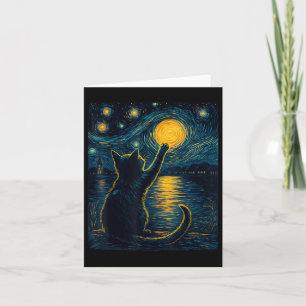 Black Cats Lover Starry Night Vincent Van Gogh  Card