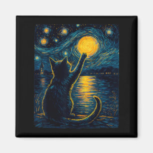 Black Cats Lover Starry Night Vincent Van Gogh Magnet