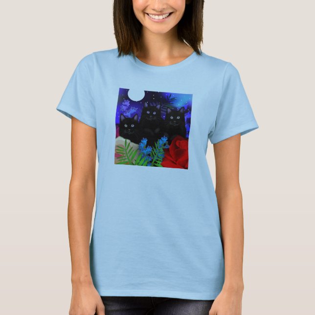 BLACK CATS MOON GARDEN T-Shirt (Front)