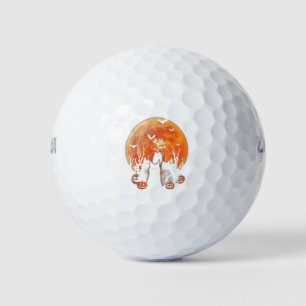 Black Cats Moon Pumpkin Funny Halloween Horror Gif Golf Balls