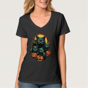 Black Cats Moon Pumpkin  Halloween Horror 2 T-Shirt