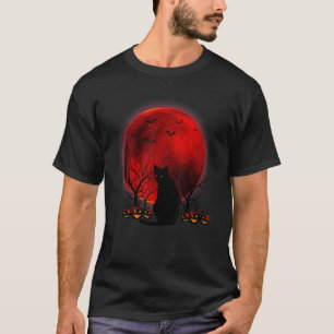 Black Cats Moon Pumpkin  Halloween Horror T-Shirt