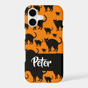 Black cats on orange