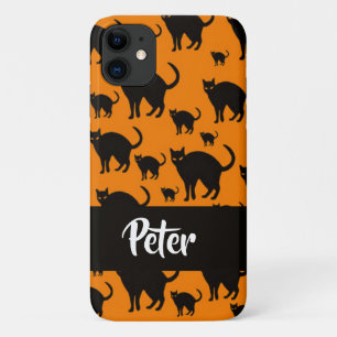 Black cats on orange Case-Mate iPhone case
