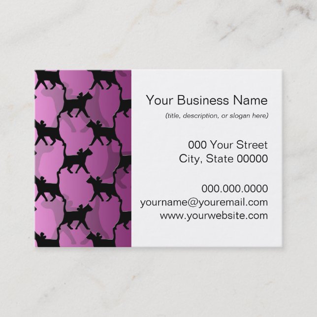 Black Cats on PInk Business Card (Front)