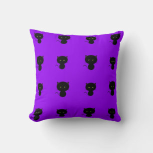 Black Cats on Purple Cute Kids Cushion