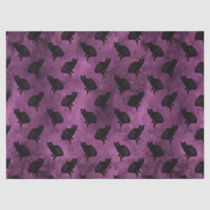 Black Cats on Purple Decoupage Tissue Paper